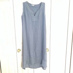 RoseMarine High low V neck 100% Linen dress Small